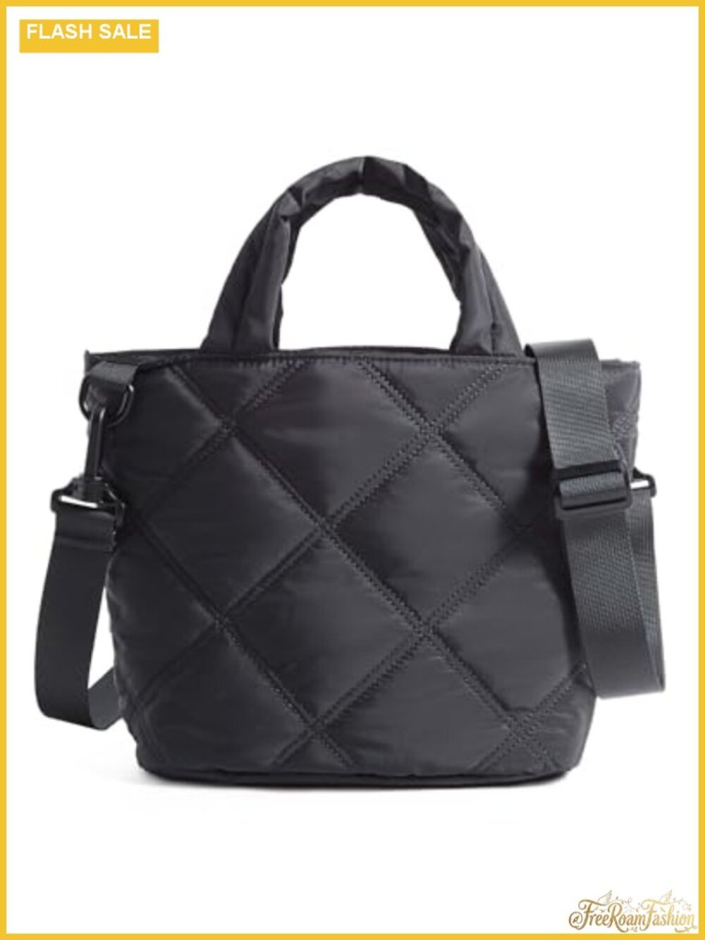 Quilted Nylon Crossbody Bag for Women, Lightweight Puffer Tote with Pockets for